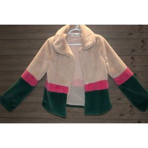 Glamorous Pink and Green Fleece Jacket Size 6